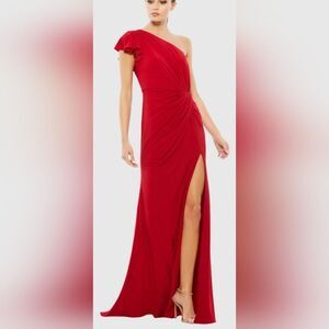 Mac Duggal Red One-Shoulder Prom Dress
